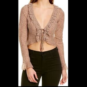 City Sleek Tie-Front Top Clay Sz S